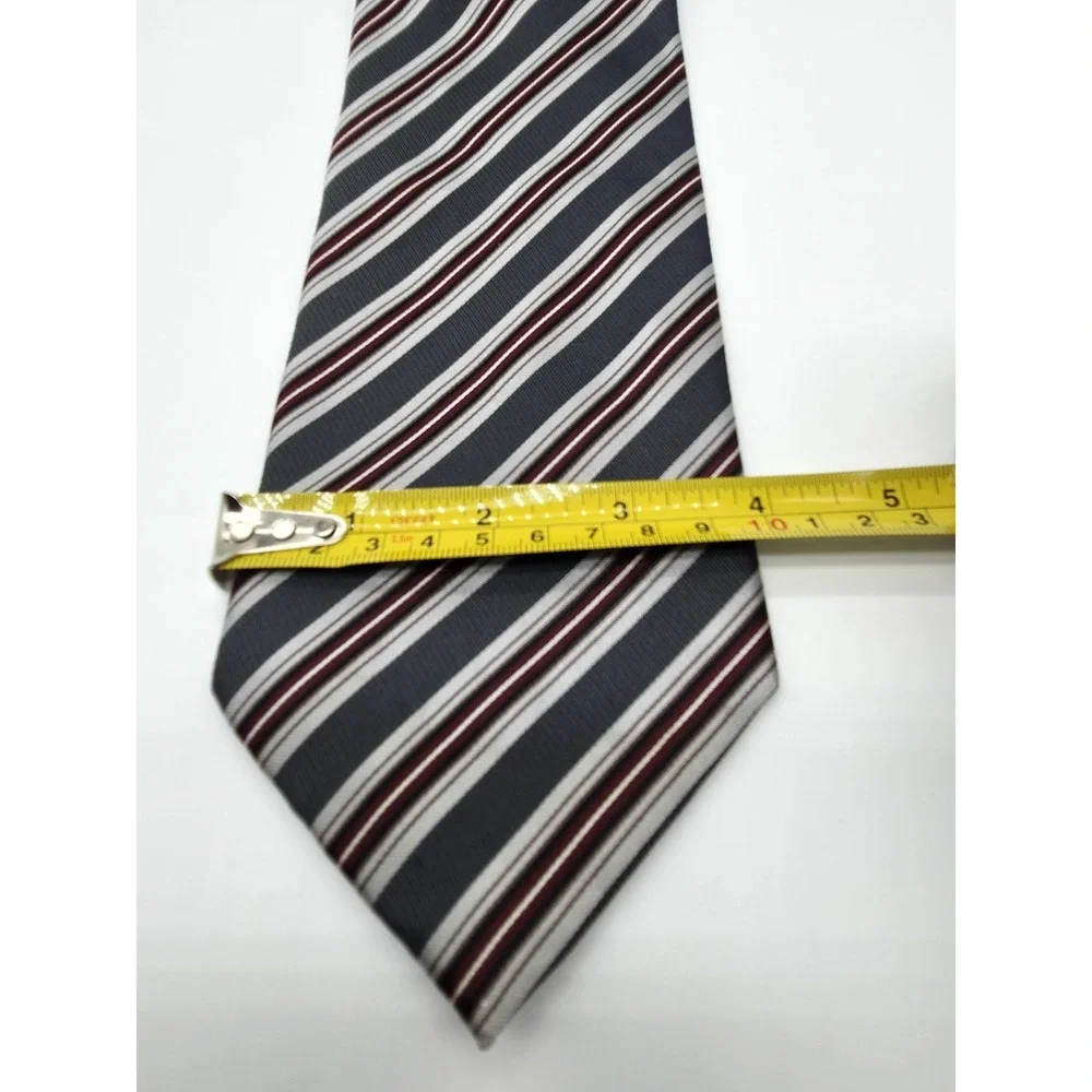 Kenneth Cole Maroon Gray Brown Striped Pattern Designer Tie 58
